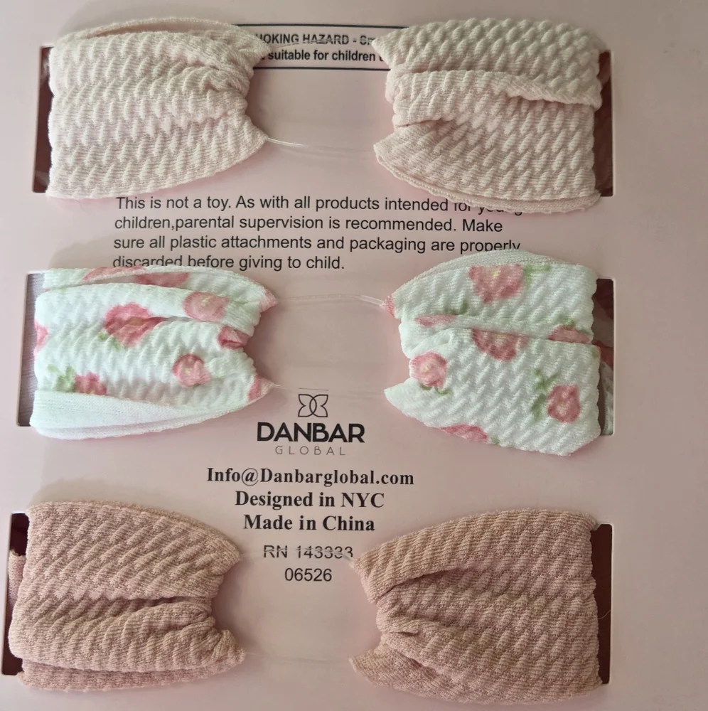Baby Bow Headband Bandana Bib 6 Pack Gift Set Pink White Floral Ava Olivia NWT